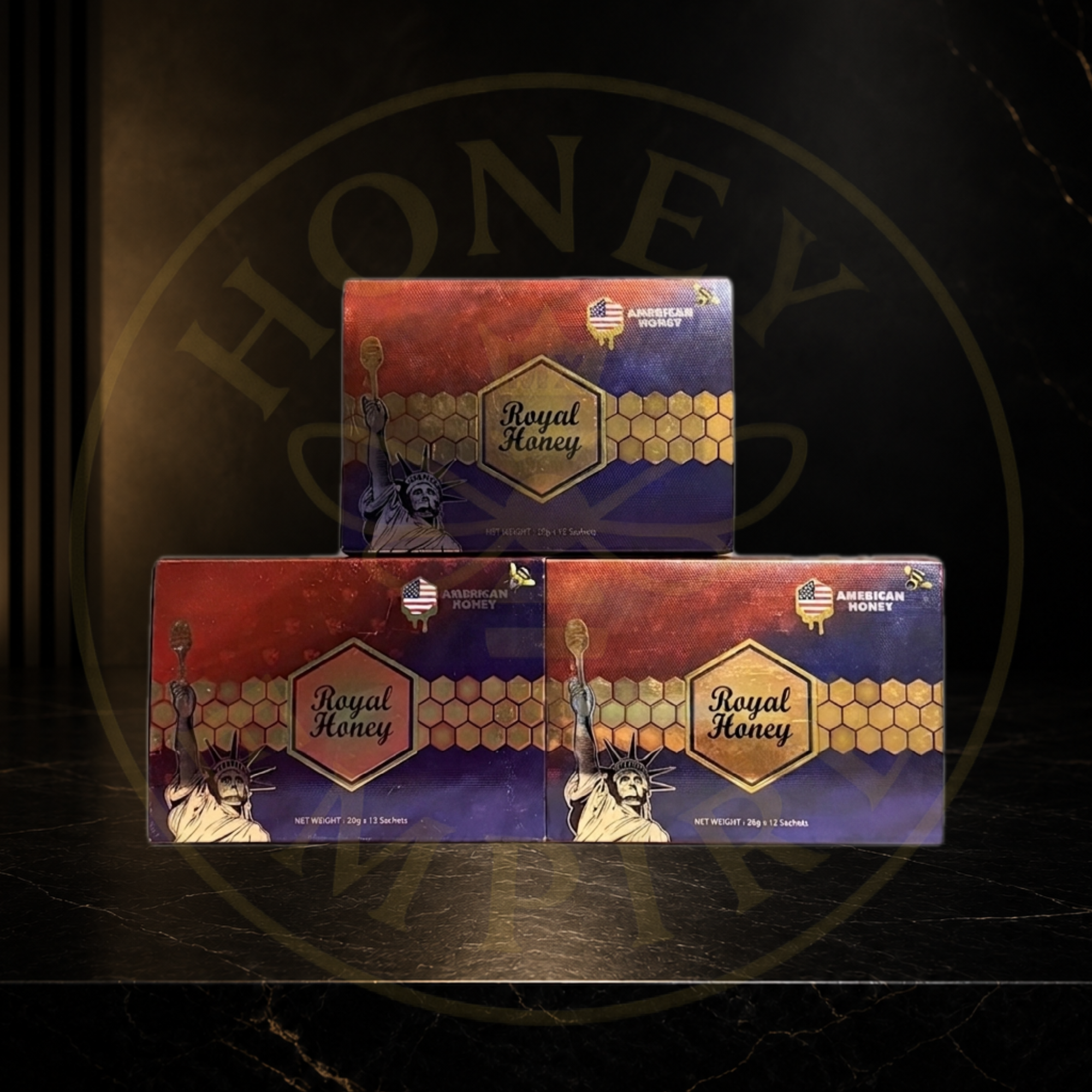 3 Cajas Miel Natural American Royal Honey - Emprendedor